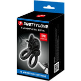 Pretty Love - Passionate Ring Doppelter Vibrationsring + Klitoris-Stimulator Schwarz