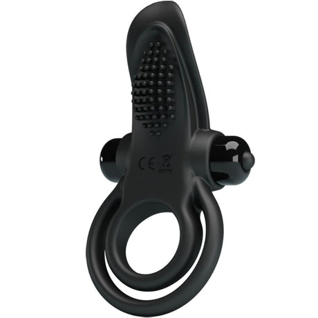 Pretty Love - Doppelter Vibrationsring + Klitorisstimulator 10 Vibrationen Schwarz