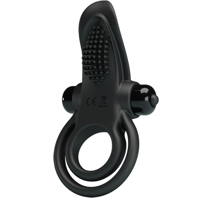Pretty Love - Doppelter Vibrationsring + Klitorisstimulator 10 Vibrationen Schwarz