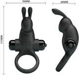 Pretty Love - Vibrationsring + Rabbit-Klitoris-Stimulator 10 Vibrationen Schwarz