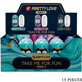Pretty Love - Venus x 15 Männliche Masturbatoren aus Silikon, Weiss