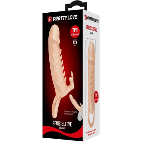 Penishülle Emmit + Klitoris-Stimulator Fleisch Hautfarbe 6,3 cm.4