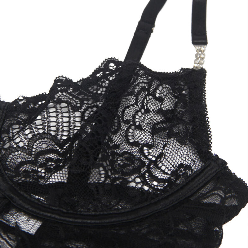 Subblime - 954185 Spitzen-Babydoll mit Verstellbaren Trägern Schwarz S/M