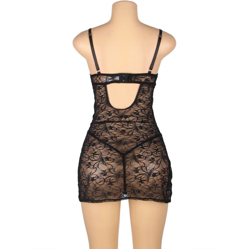 Subblime - 954185 Spitzen-Babydoll mit Verstellbaren Trägern Schwarz S/M