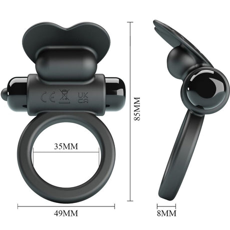 Pretty Love - Debonaire Vibrationsring Kaninchen 10 Vibrationen Schwarz
