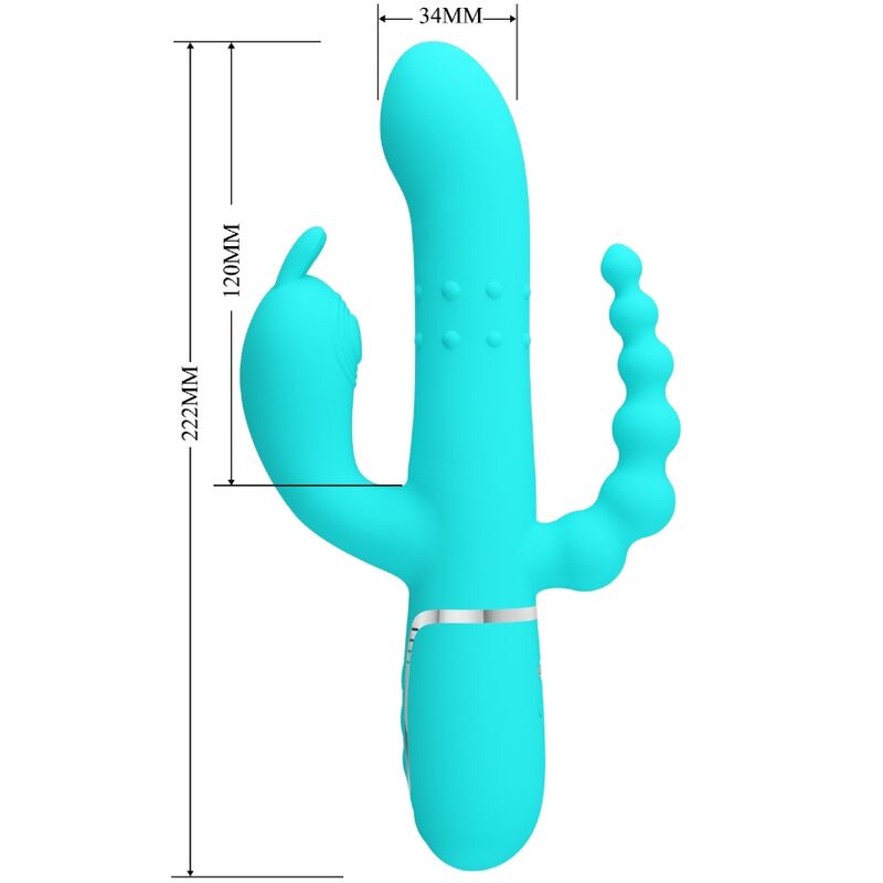 Pretty Love - Cammy 4 in 1 Multifunktions-Dreifacher Rabbit-Vibrator Blau