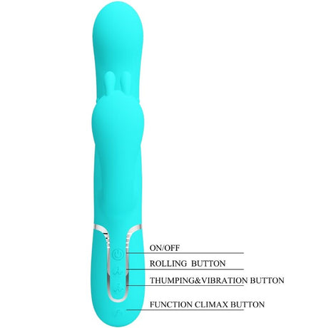 Pretty Love - Cammy 4 in 1 Multifunktions-Dreifacher Rabbit-Vibrator Blau