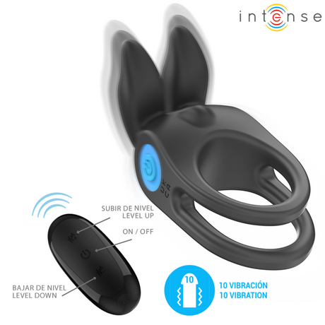 Intense - Sam Vibrator Doppel-Penisring 10 Vibrationen Schwarz