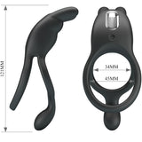 Pretty Love - Seth Doppel-Vibrationsring Rabbit 7 Vibrationen Schwarz