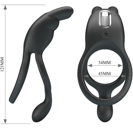 Penisring Seth Doppel-Vibrationsring Rabbit 7 Vibrationen Schwarz.5