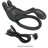 Pretty Love - Seth Doppel-Vibrationsring Rabbit 7 Vibrationen Schwarz