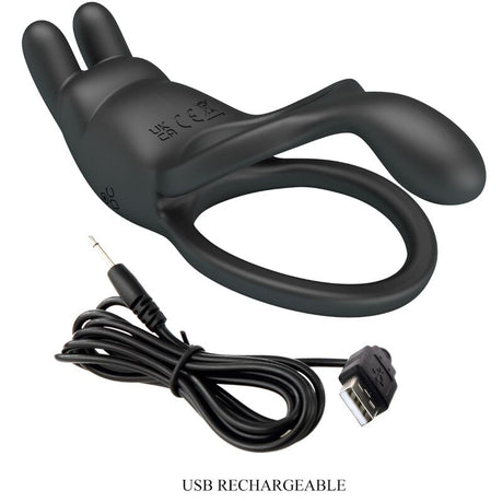 Penisring Seth Doppel-Vibrationsring Rabbit 7 Vibrationen Schwarz.7