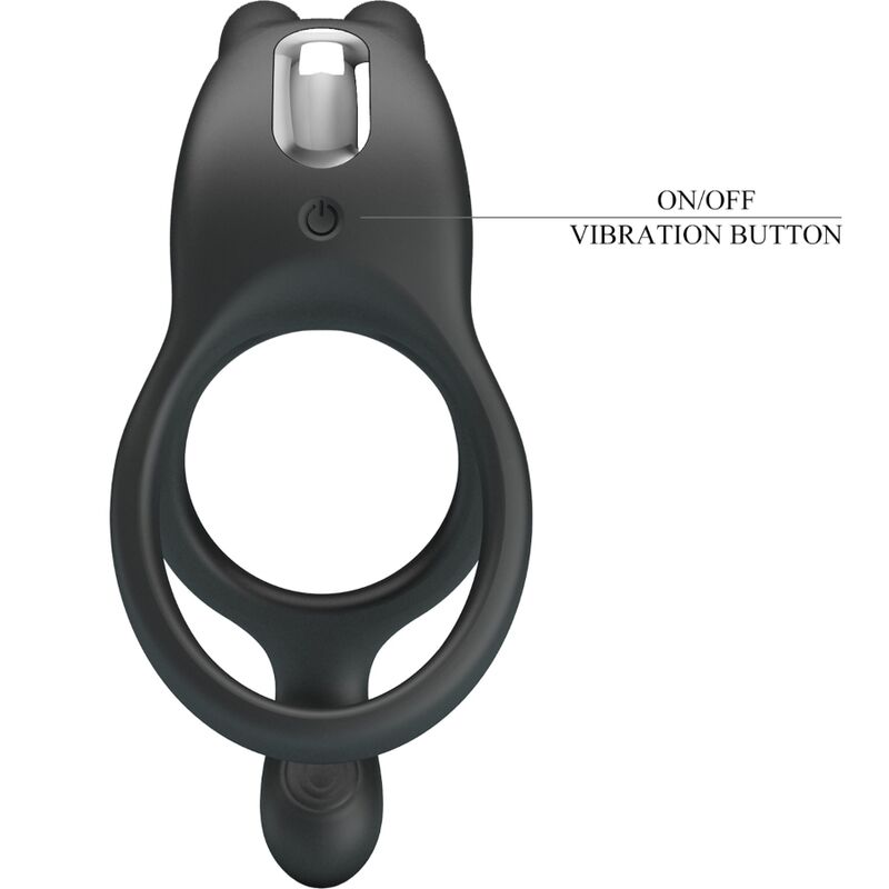 Pretty Love - Seth Doppel-Vibrationsring Rabbit 7 Vibrationen Schwarz