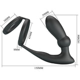Pretty Love - Emoni Penisring + Anal Plug 12 Vibrationen Schwarz