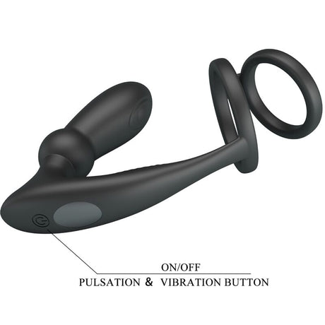 Pretty Love - Emoni Penisring + Anal Plug 12 Vibrationen Schwarz