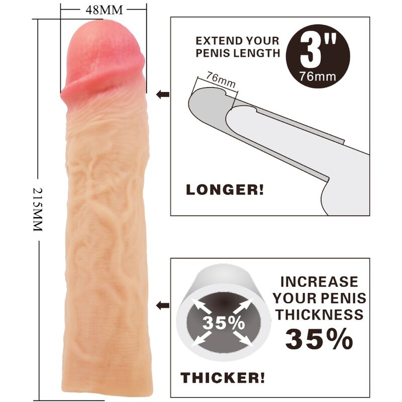 Pretty Love - Derek Penishülle mit 7,6 cm Verlängerung Fleisch