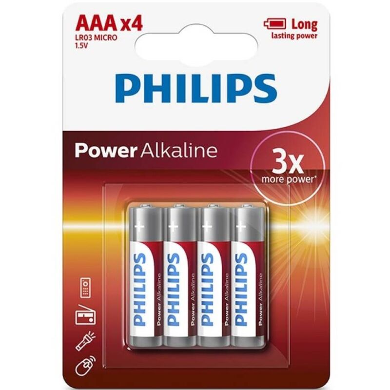 Philips - Power Alkaline-Batterie Aaa Lr03, Blister*4