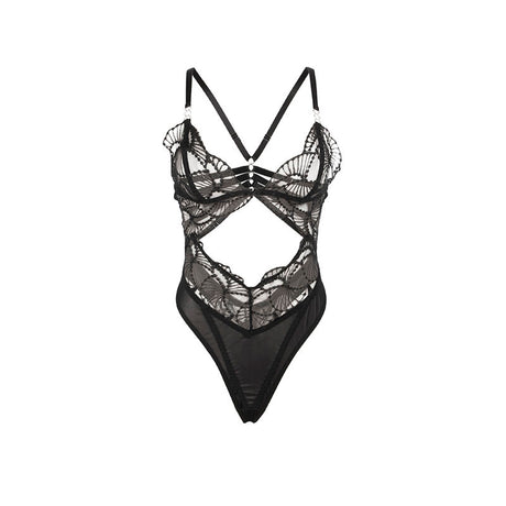 Subblime - 955212 Transparenter Body mit Schwarzer Hohlspitze S/M
