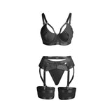 Subblime - 955236 Schwarzer Bondage-Bh mit Strumpfband-Set S/M