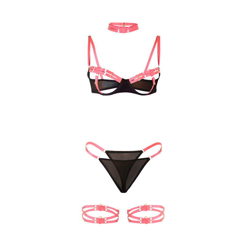 Subblime - 955298 Bh-Set mit Halskette und Beindetails Fluoreszierendes Rosa S/M