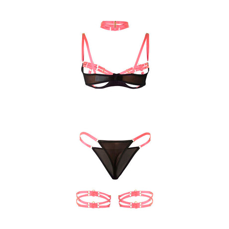 Subblime - 955304 Bh-Set mit Halskette und Beindetails Fluoreszierendes Rosa L/XL