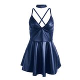 Subblime - 955410 Kleid mit Blauen Lederträgern S/M