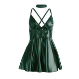 Subblime - 955434 Kleid mit Grünen Lederträgern S/M