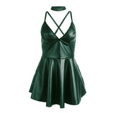 Subblime - 955434 Kleid mit Grünen Lederträgern S/M