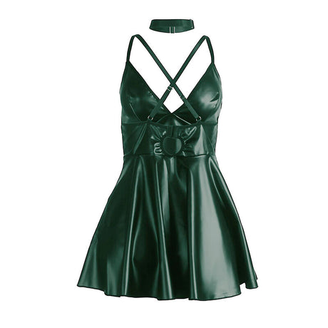 Subblime - 955441 Kleid mit Grünen Lederträgern L/XL