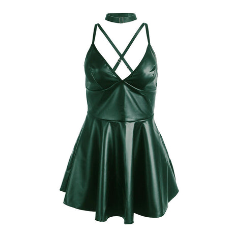 Subblime - 955441 Kleid mit Grünen Lederträgern L/XL