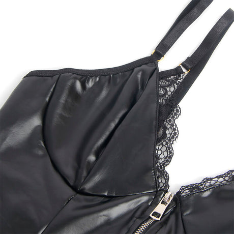 Subblime - 955458 Schwarzer Leder-Body mit Reissverschluss S/M