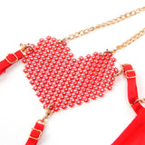 Subblime - 955526 Bh-Set mit Ketten und Mesh-Herz Rot L/XL