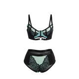 Subblime - 955557 Grünes Lackleder-Netz-Zipper-Bh-Set S/M