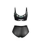 Subblime - 955557 Grünes Lackleder-Netz-Zipper-Bh-Set S/M