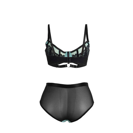Subblime - 955557 Grünes Lackleder-Netz-Zipper-Bh-Set S/M