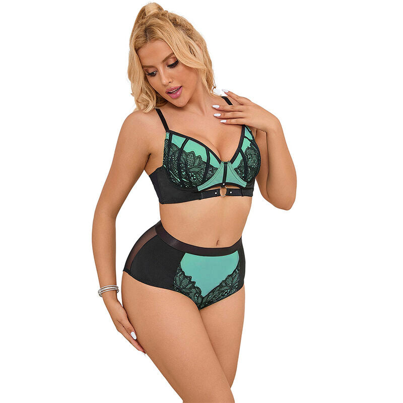 Subblime - 955557 Grünes Lackleder-Netz-Zipper-Bh-Set S/M
