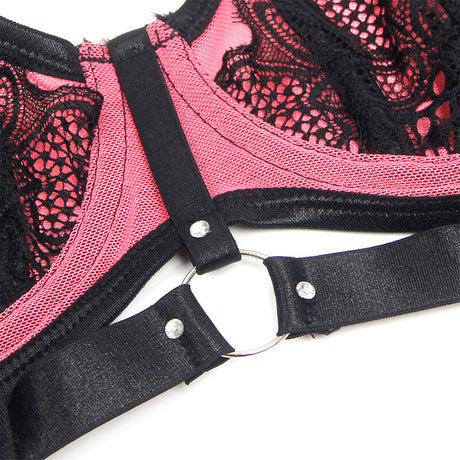 Subblime - 955588 Rosa Lackleder Mesh Zipper Bh Set L/XL