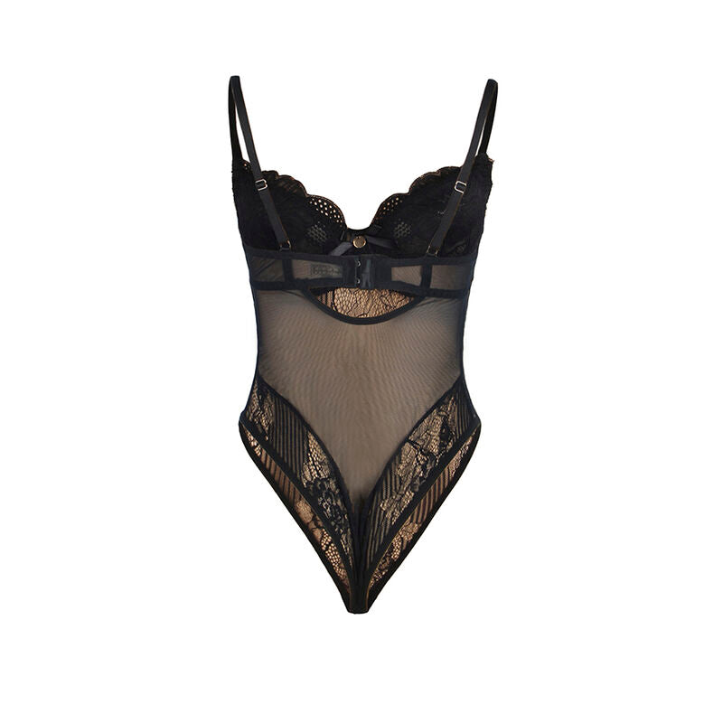 Subblime - 955625 Spitzen-Bodysuit mit Unterteilverschluss Schwarz L/XL