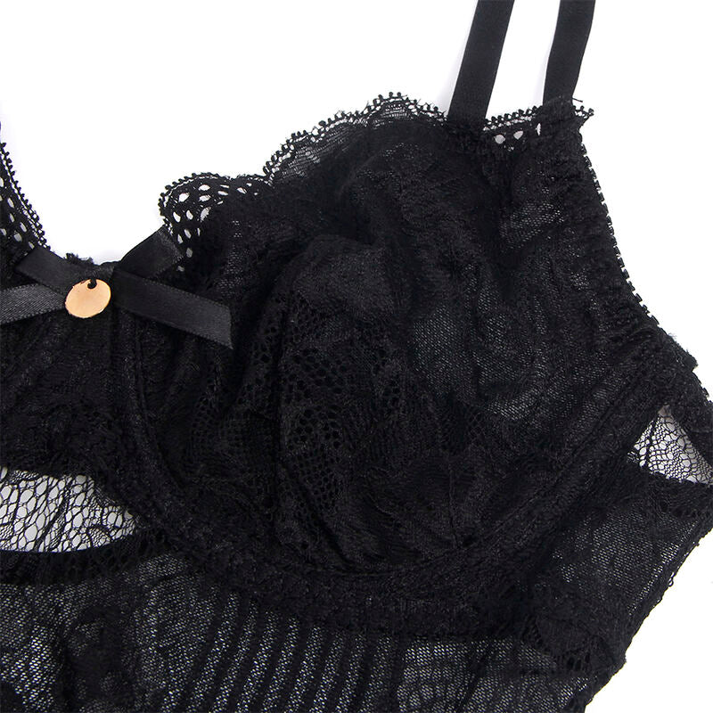 Subblime - 955625 Spitzen-Bodysuit mit Unterteilverschluss Schwarz L/XL