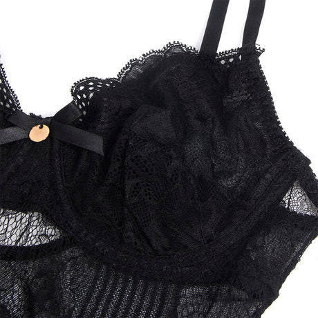 Subblime - 955625 Spitzen-Bodysuit mit Unterteilverschluss Schwarz L/XL