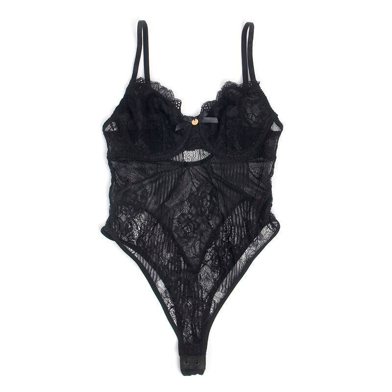 Subblime - 955618 Spitzen-Bodysuit mit Unterteilverschluss Schwarz S/M