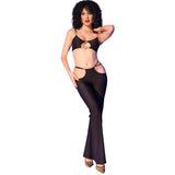 Chilirose - Cr 4851 Schwarzes Top und Leggings-Set mit Goldenen Accessoires S