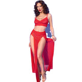 Chilirose - Cr 4850 Rotes Top und Leggings-Set mit Goldenen Accessoires XL