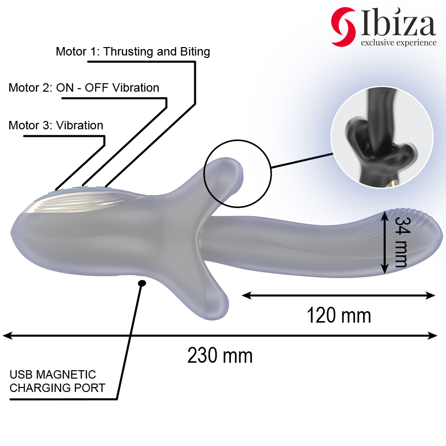 Ibiza – Kraftvoll Vibrator mit Stoss- und Beisseffekt