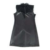 Subblime - 957544 Lederkleid mit Spitzenkragen Schwarz S/M