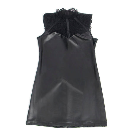Subblime - 957544 Lederkleid mit Spitzenkragen Schwarz S/M