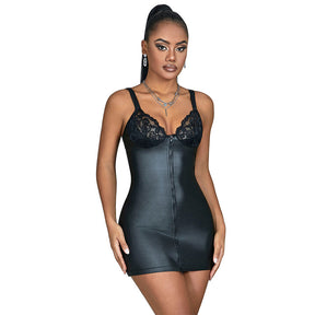 Subblime - 957575 Lederkleid mit Reissverschluss Schwarz L/XL