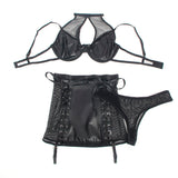 Subblime - 957582 Leder-Bh und Rock-Set Schwarz S/M