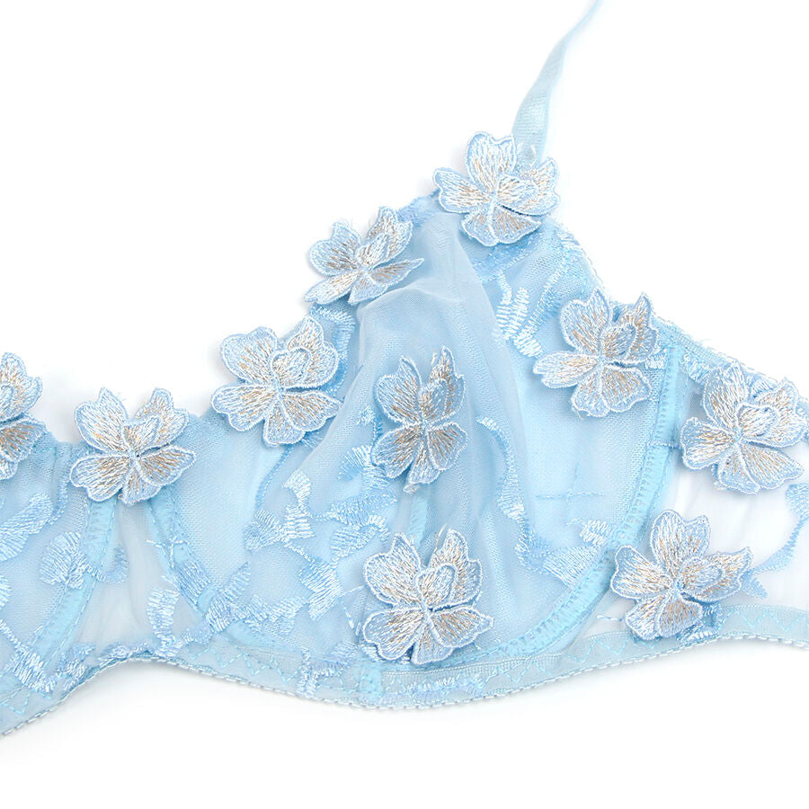 Subblime - 957629 Bh- und Slip-Set mit Blumenstickerei, Himmelblau, S/M