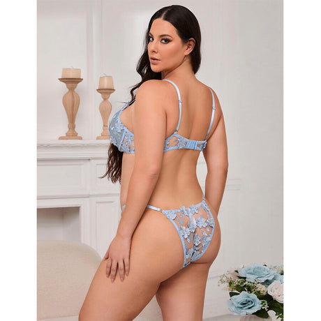 Subblime - 957636 Bh- und Slip-Set mit Blumenstickerei Himmelblau L/XL